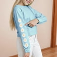 thumbnail image 5 of idosla Kids Crop Tops Girls Long Sleeve Tee Shirts Cute Daisy Pinted Fashion Sweatshirt Pullover Top (Light Blue, 10-11 Years), 5 of 5