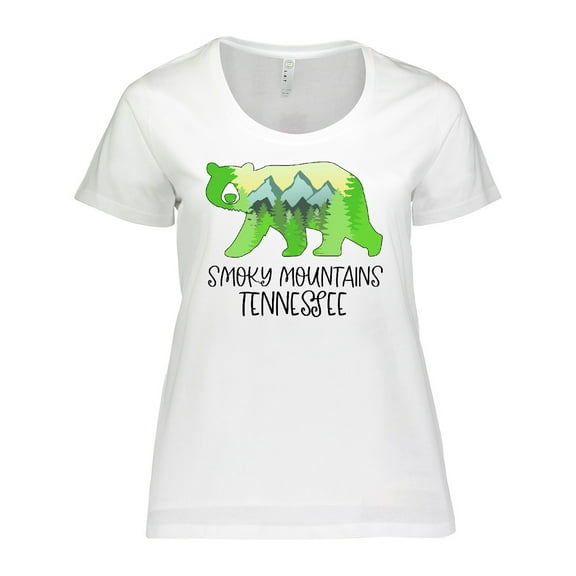 Inktastic Smoky Mountains, Tennessee- Mountains and Bear Shape Women's Plus Size T-Shirt