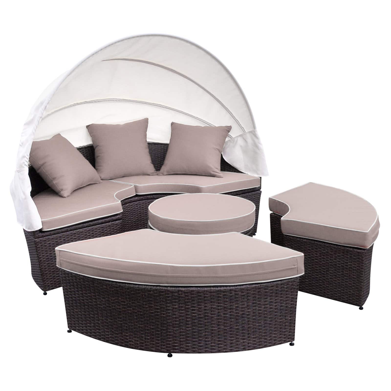 Jeco All-Weather Wicker Sectional Patio Daybed with Cushion - image 3 of 8
