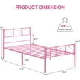 thumbnail image 2 of Twin Size Platform Bed Frame, Pink Twin Metal Bed Frame, Heavy Duty Base Bed Frame with Headboard and Footboard, Steel Slat Support, No Box Spring Needed, Easy to Assemble, 2 of 7