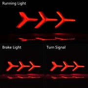 Smoke LED Bumper Tail Brake Light Lamp Fishbone Design Y LED Style Compatible with 2016-2020 2021 Honda Civic LX EX Touring Sedan - Sequential Turn Signal, Brake & Running Lights