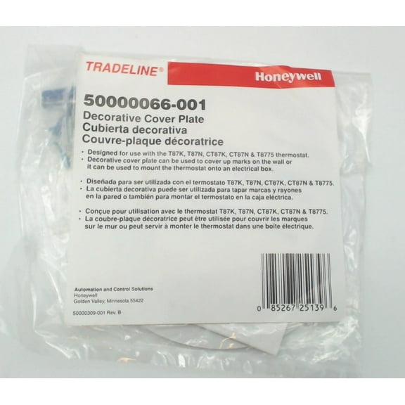 50000066-001 Honeywell Cover Plate For T8775,White OEM 50000066-001