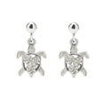 thumbnail image 1 of Sterling Silver Plumeria Sea Turtle Drop Earrings, 1 of 2