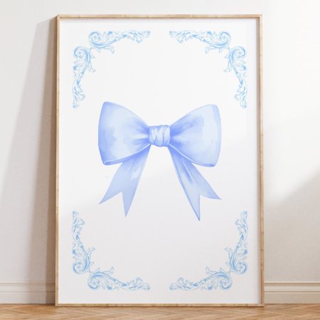 DOPAPRINT Blue Bow Print Granddaughter Aeesthetic Bow Wall Decor Children Bedroom Teen Room Decor College Apartment Decor Nursery Wall Art NO FRAMED POSTER, Wall Art