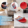 thumbnail image 3 of 2 Pcs Oven Mitts Non-Slip Cotton Mitts Set for Kitchen Baking Cooking,Intricate Floral Mandala Pattern, 3 of 7
