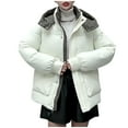 thumbnail image 4 of HTNBO Women's Winter Hoode Puffer Jacket Splice Long Sleeve Zip Up Quilted Baggy Warm Short Down Coats with Pockets, 4 of 4