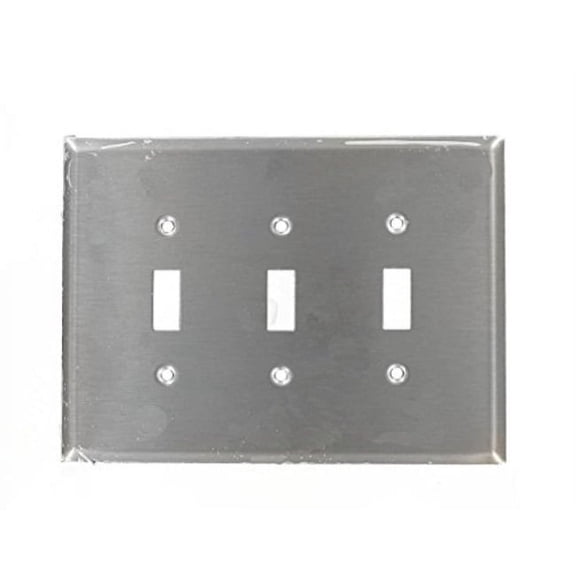Leviton 3-Gang Toggle Switch Wallplate, Oversized, Thermoset, Stainless Steel,