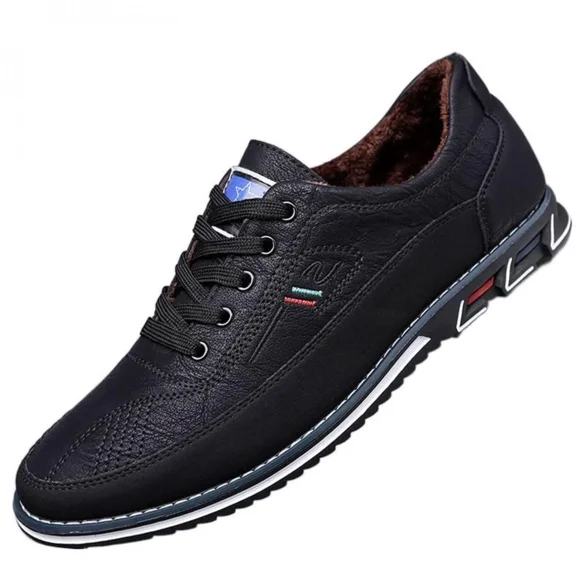 Men's Casual Fashion Leather Shoes with Fleece Lining