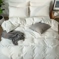 thumbnail image 6 of MooMee Striped Duvet Cover Set Full 100% Washed Cotton Linen Like Textured Breathable 3-Piece (White& Dark Grey Wide Stripes), 6 of 6