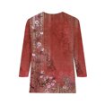 thumbnail image 3 of Innerwin Hauts Imprimé Floral T-Shirt Femme Col Rond Ample Rouge L, 3 of 4