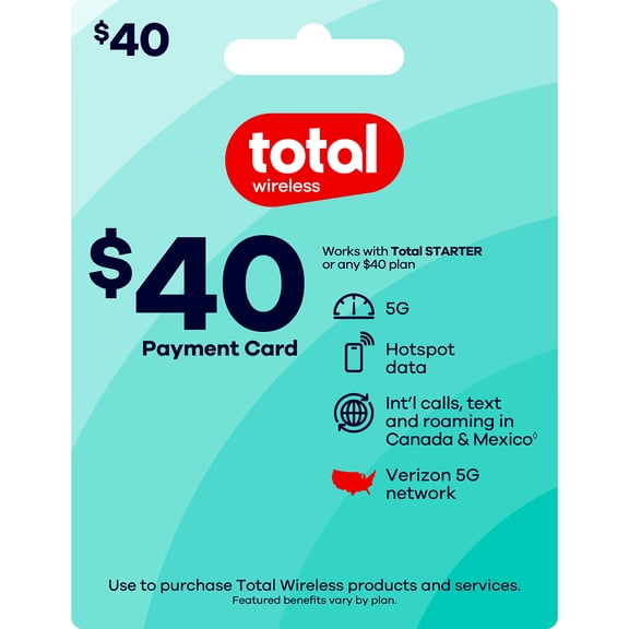 Total Wireless $40 Payment Card e-PIN Top Up (Email Delivery)