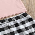 thumbnail image 4 of Fullvigor Ensemble de Bébé Lettre Manches Courtes Tops Plaid Shorts Bande de Cheveux, 4 of 5