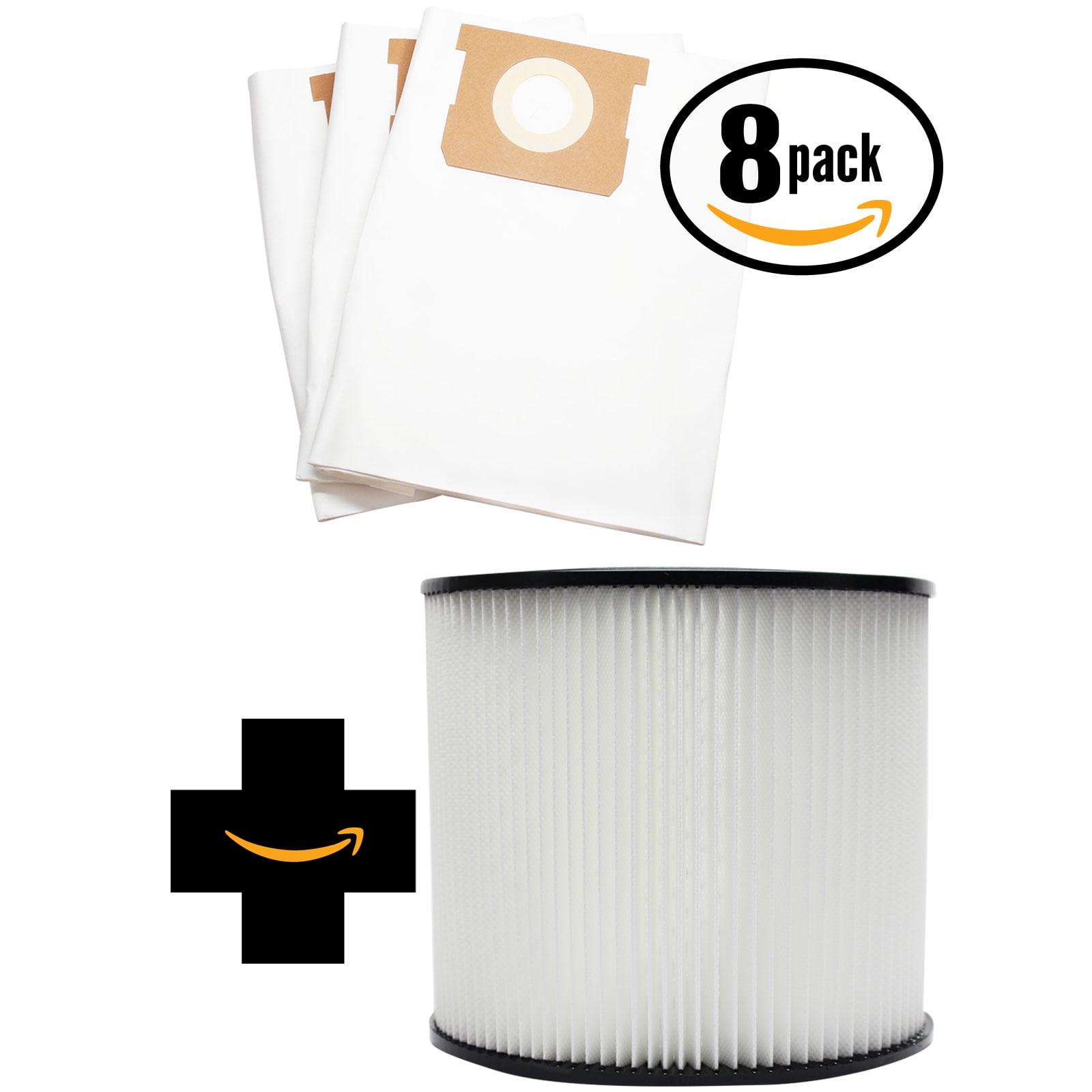 24 Replacement ShopVac CH87650C Vacuum Bags & 2 Cartridge Filter