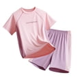 thumbnail image 4 of ITSAME Boys Girls Athletic Outfits 2-Piece Short Sleeve Top and Shorts Set Kids Quick-Dry Sportswear Pink Size 9, 4 of 7