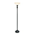 thumbnail image 1 of Elegant Designs 1 Light Torchiere Floor Lamp with Marbelized White Glass Shade, 1 of 9