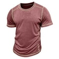 thumbnail image 6 of IWRICH Men's Basic Plus Size T Shirt Short Sleeve Crew Neck Soft Fitted Elastic Tees Classic Tshirts Brick Red M, 6 of 7