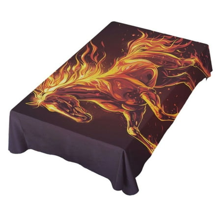 

JSTEL Red Running Horse Flame Table Cloth Square 60 x 60 Inch Tablecloth Anti Wrinkle Table Cover for Dining Kitchen Parties