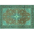 thumbnail image 1 of Ahgly Company Machine Washable Indoor Rectangle Persian Turquoise Blue Traditional Area Rugs, 2' x 5', 1 of 4