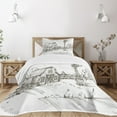thumbnail image 3 of Ambesonne Windmill Quilted Bedspread Set 2 Pcs, Rustic Farmhouse Barn, Twin Size, Dark Brown and White, 3 of 6