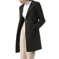 thumbnail image 4 of INSPIRE CHIC Women's Half Lapel Long Sleeves One Button Winter Mid-Length Overcoat S Black, 4 of 8