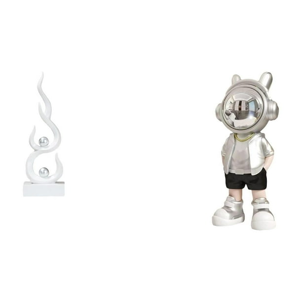Figura Abstracta De Llama De Resina De Astronauta De Fuego, Escultura Moderna, Adorno Artesanal De Escritorio, Estatua Decorativa Punk Creativa Para Patio, Oficina, Estantería, Chimenea,