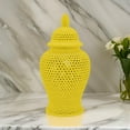 thumbnail image 2 of Benjara BM309705 25 in. Deni Carved Cutout Lattice Removable Lid Ginger Jar, Yellow, 2 of 6