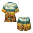 thumbnail image 2 of Yiaed Field Style Bicycle Young Sunflower Print Short Sleeve Pajama Sets for Women Casual Crew Neck 2 Piece Lounge Sets Women's Short-Sleeved Pajama-Medium, 2 of 5