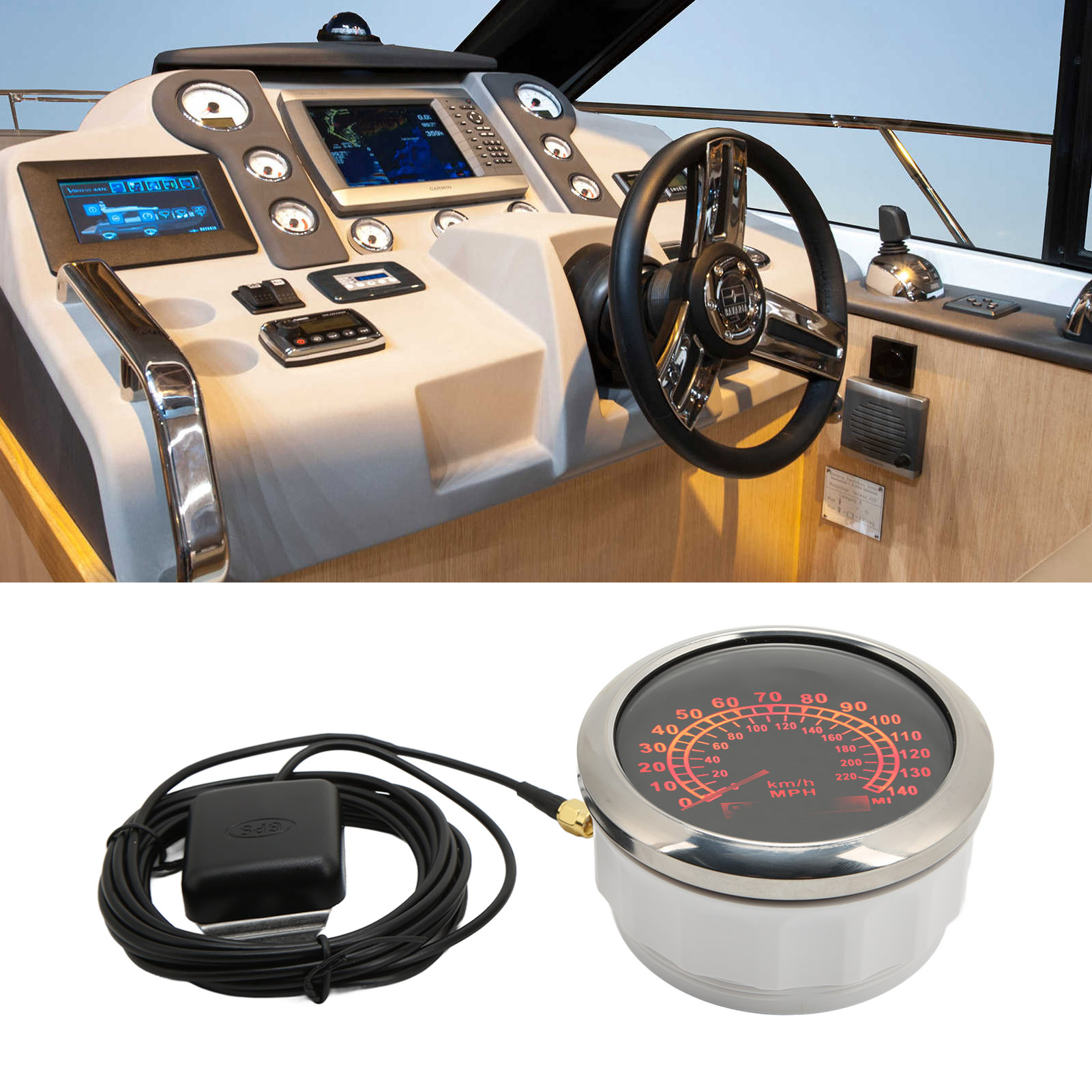 Compteur De Vitesse GPS Akozon 85 Mm - Affichage 0-200 Km/h, Rétroéclairage 7 Couleurs, Pour Voiture, Bateau, Camping-car - 12