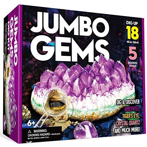 XXTOYS Jumbo Gems Dig Kit - Dig Up 18 piedras preciosas reales para niños - Rocas y minera XX XX