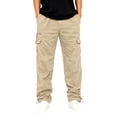 thumbnail image 4 of GSPCLAM Mens Cargo Pants Outdoor Camping Walking Casual Pants Straight Leg, Lightweight, Multi-Pocket Loose Fit Pants Khaki XL, 4 of 5