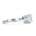 thumbnail image 5 of Trilogy Ring Round Pear Teardrop Aquamarine Cubic Zirconia White Tone 925 Sterling Silver, Size 7, 5 of 7
