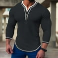 thumbnail image 3 of Clothing Henley T Shirts for Men Long Sleeve Button Henley T-Shirts Fashion Autumn Casual Button Solid Color T Shirt Top Casual Basic Tops, 3 of 3