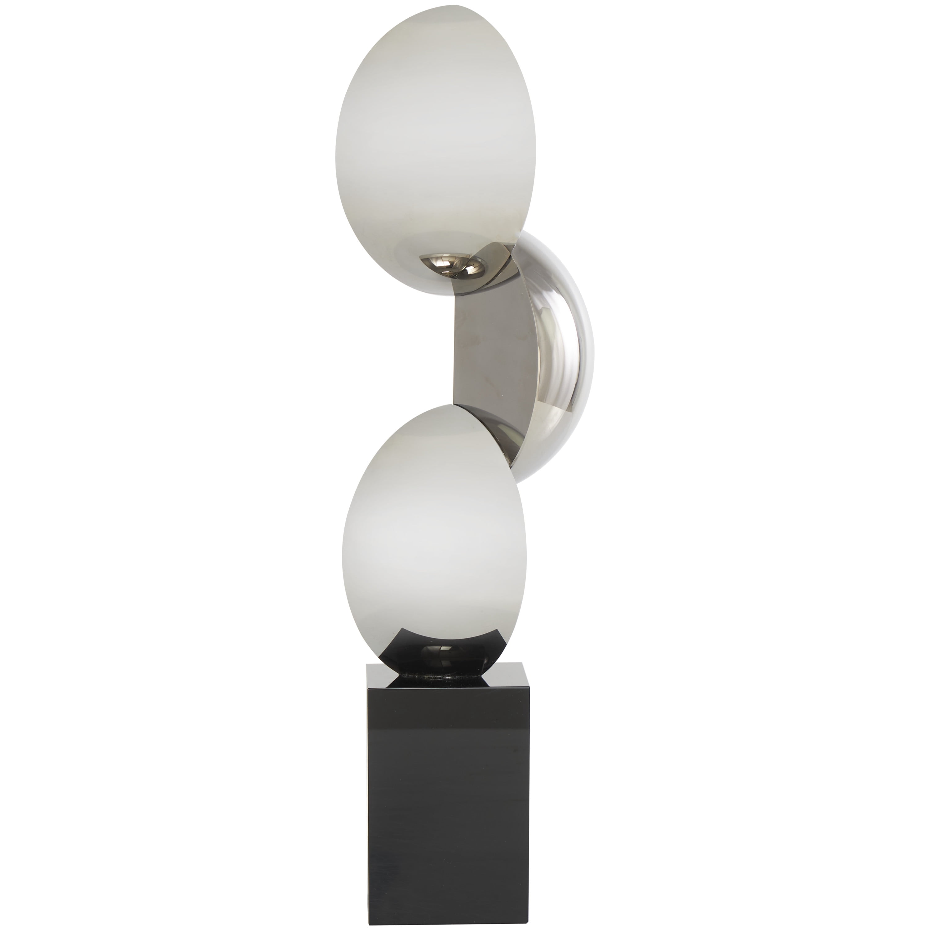 5" x 18" Black Crystal Abstract Two-Tone Geometric Sculpture with Stacked Semi Circles, by DecMode