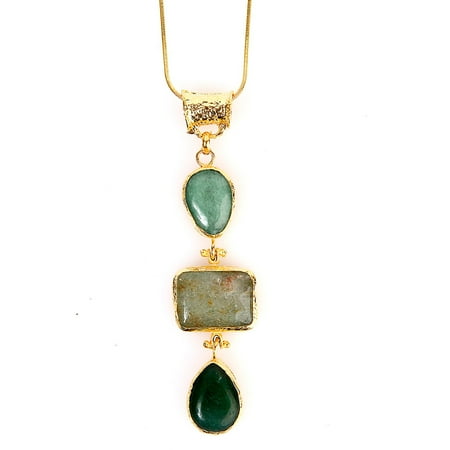 ELYA Gold-Plated Green Dyed Chalcedony Tiered Necklace