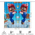 thumbnail image 2 of Juego de 4 cortinas de ducha familiares Mario con alfombras antideslizantes, tapa de inodoro y alfombrilla de baño, juego de decoración de baño para el hogar en color negro, cortinas de ducha, 2 of 7