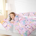 thumbnail image 4 of jejeloiu Watercolor Flower Blossom 7-Piece Bedding Comforter Set For Girls,Kawaii Unicorn Initial V Art King Bedding Sets For Kids,Colorful Stars Reversible, 4 of 7