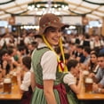 thumbnail image 6 of Byfri Floral Embroidered Oktoberfest Hat with Braids Bavarian Festival Headwear 60cm, 6 of 7