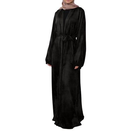DGMIOCS Women s Maxi Dress for Women with Open Front and Long Sleeve Design Suitable for Everyday Work Travel and Holidays Black XL