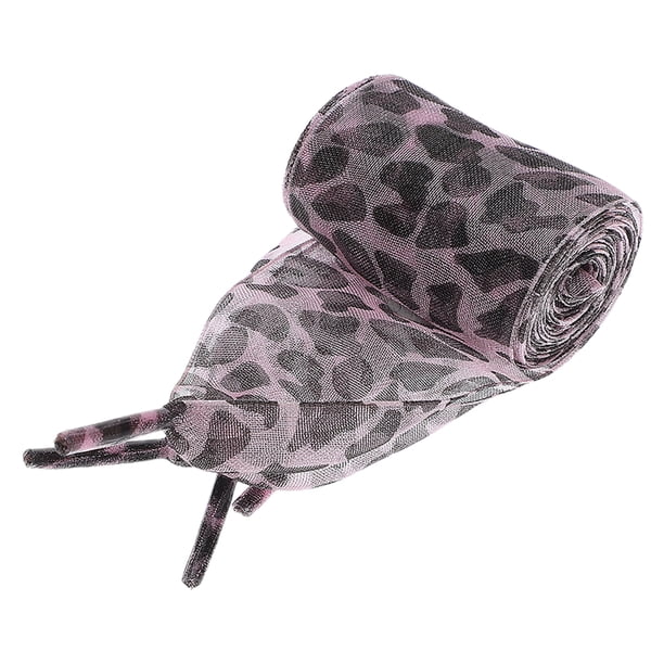 GAXIRE 1 par de cordones de cinta con estampado de leopardo, anchos y planos, con encaje de leopardo, divertidos
