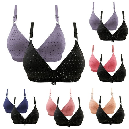 Fesfesfes Bras for Women Wireless 2PC s Ladies Embroidered Glossy Comfortable Breathable Bra Underwear Bras