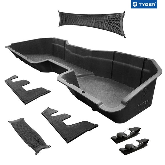 Tyger Auto Underseat Storage Box Compatible with 2014-2018 Chevy Silverado / GMC Sierra LD; 2015-2019 Silverado / Sierra HD Crew Cab | Black Rear Under Seat Storage Organizer Cargo Box | TG-CB5C2238