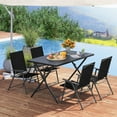 thumbnail image 1 of Costway 5 PCS Foldable Outdoor Dining Set,Large Rectangular Metal Table 4 Mesh Armchairs Black, 1 of 10