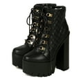 thumbnail image 4 of Bumper BD91 Women Quilted Lace Up Platform Chucky Heel Bootie, 4 of 5
