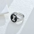 thumbnail image 4 of Silver Initial Letter Ring | Black Enamel Cubic Zirconia Signet Ring | Adjustable Statement Rings for Women Prom Cocktail Costume Jewelry, 4 of 6