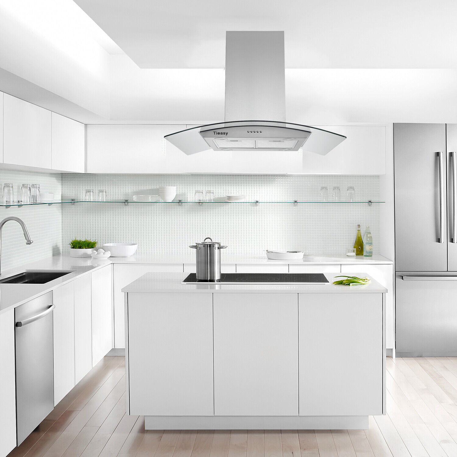 Joeaonz 36-Inch Stainless Steel Ducted Range Hood with Ventilation, LED Lighting, Button Control, 900 CFM