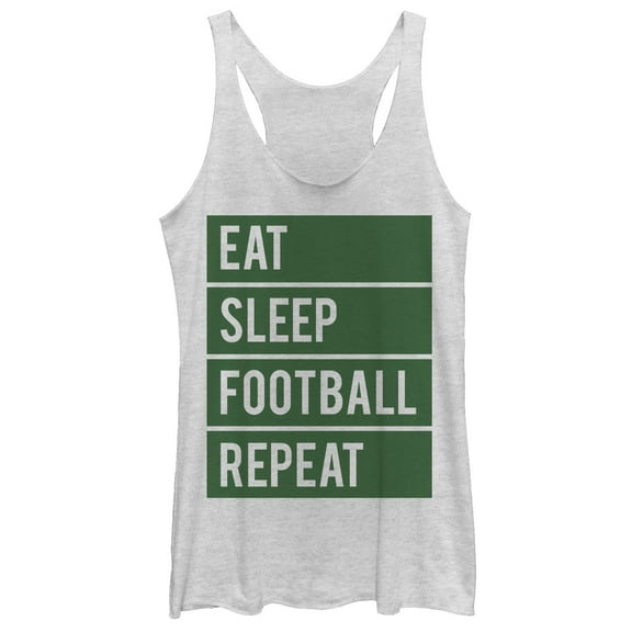 Women's CHIN UP Eat Sleep Football Repeat  Racerback Tank Top White Heather Small