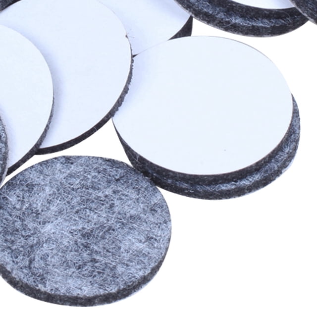 250Pcs Round Shaped Table Chair Furniture Leg Felt Mat Pad in gray. These adhesive rubber pads are made of felt and measure 25 x 2mm (1.0 inch x 0.079 inch) each. Designed to protect floors and surfaces from scratches, they are ideal for use on table and chair legs, cabinets, doors, TV stands, and sofas. The package includes 250 adhesive pads, each with a durable felt texture and a peel-and-stick backing for easy application.