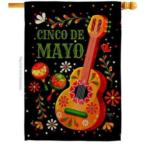 Breeze Decor  Celebrate Cinco De Mayo Summertime 28 x 40 in. Double-Sided Decorative Vertical House Flags for Decoration Banner Garden Yard Gift
