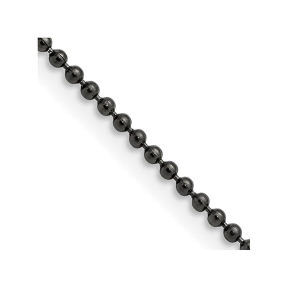 Stainless Steel Ball Beaded Chain Styles Necklace Chisel Polished Black IP-plated 2 mm 18 inch