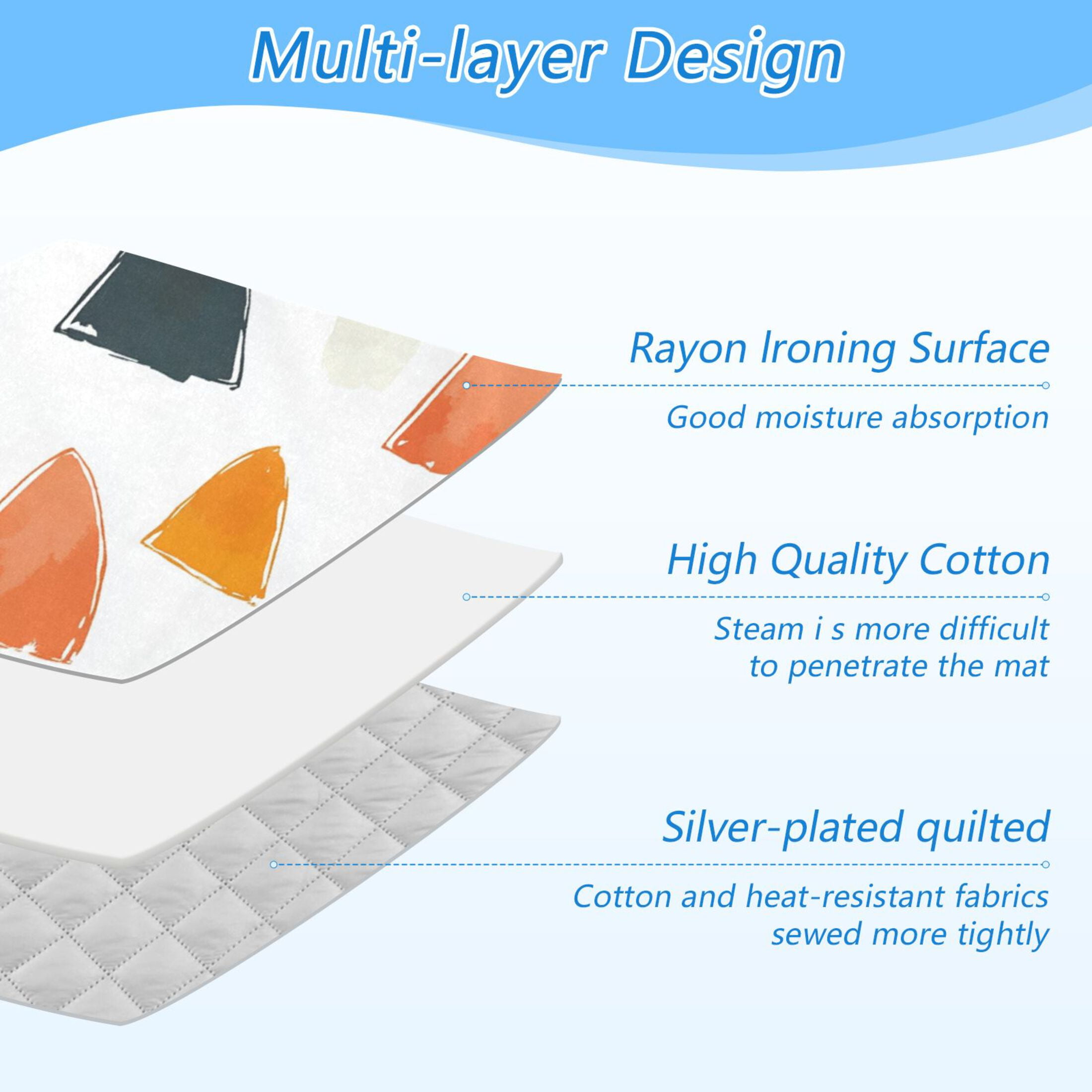 Simple Doodle Triangle Ironing Mat Blanket for Table Top Travel Portable Ironing Board Pad 47.2x27.6 Inch